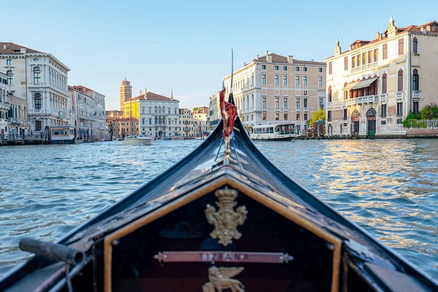 Iconic gondola ride in the grand canal of Venice
