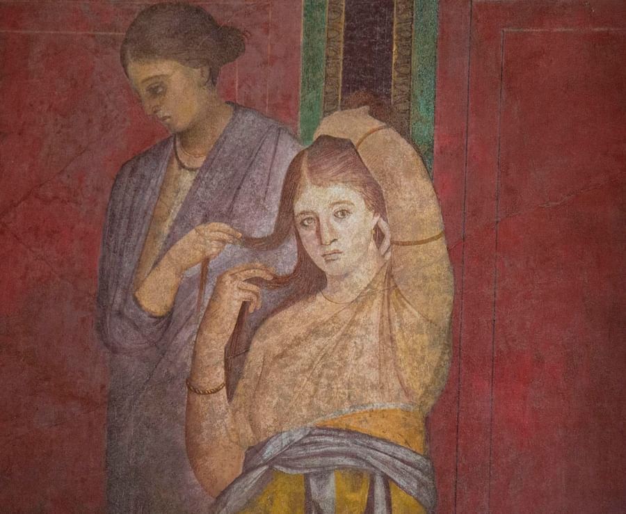 Ancient fresco from Pompeii depicting mythological scenes