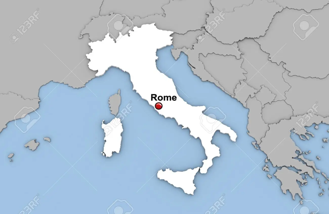 Map of Italy highlighting Tuscany, Venice, and Rome